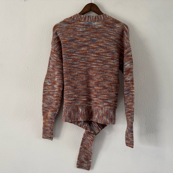 NINE WEST Oversized Wrap Sweater Small Belted Knit Coastal Boho Chic Eclectic - Picture 15 of 16